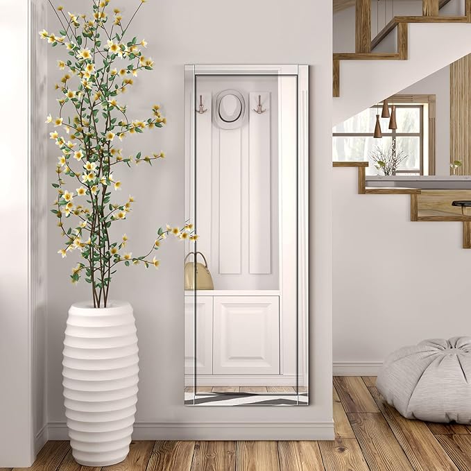 Syndra 65x24 Full Length Wall Mirror, Large Rectangle Mirrors with Reflect Frame, Wall Mounted/Hanging, Full Body Mirror for Bedroom, Living Room, Bathroom, Dressing Room & Gym Decor
