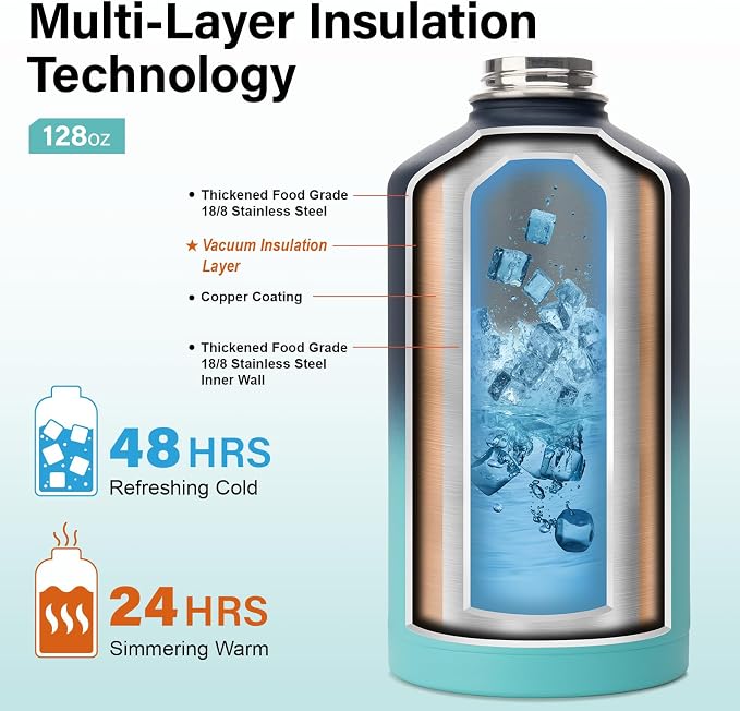 DYSANKY Gallon Insulated Water Bottle with Portable Carrier Bag for Outdoor