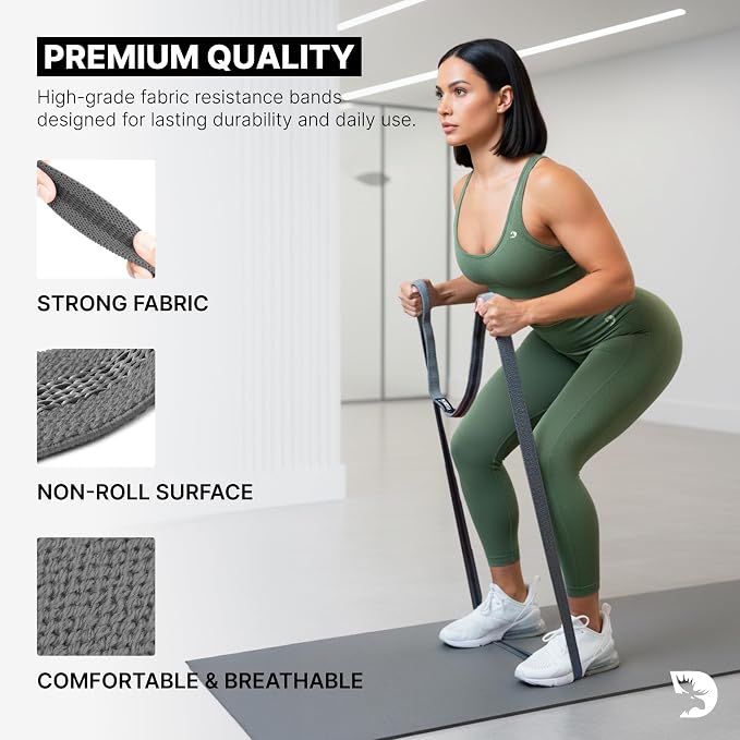 DMoose Fitness Fabric Resistance Bands for Full Body Exercises - Non-Slip Thick Cloth Stretch Band for Squats, Lunges & Bicep Curls - Long Resistance Bands for Working Out - Booty Band for Men & Women
