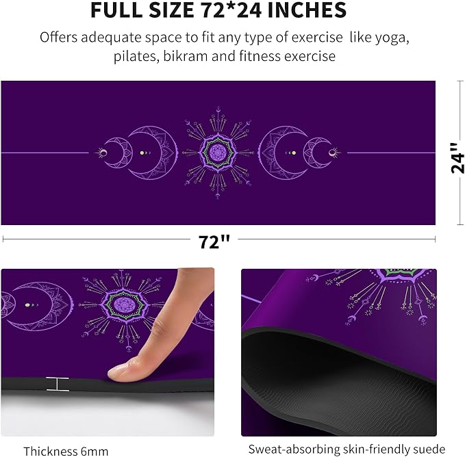 nuveti Yoga Mat Print Extra Thick TPE Non Slip Fitness Exercise Mat with Carrying Bag,72"x24" Extra Thick 6MM Exercise & Workout Mat for Yoga, Pilates Fitness and Floor Exercises