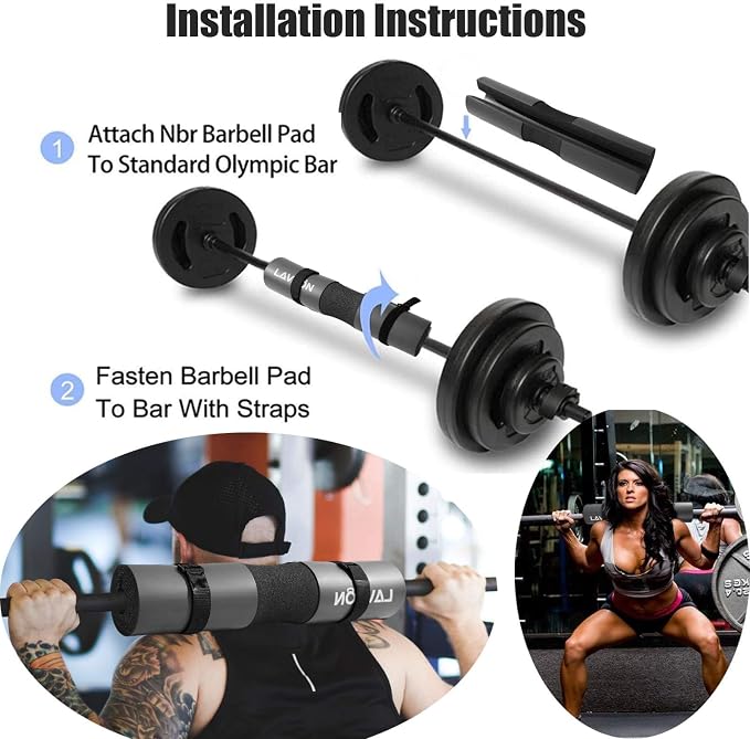 Barbell Pad Set - Hip Thrusts Pads for Squat&Lunges/Bench Press Bar Padding | Standard Olympic Weight Bar Foam Pad,Gym Accessories for Women with Bar Bad -With Ankle Straps,Wrist Straps for Weightlifting