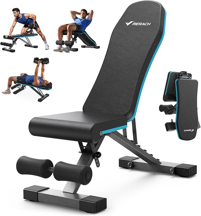 MERACH Weight Bench, Foldable Weight Benches for Home Gym with 990 LBS, Adjustable Weight Bench with 72 Training Angles, Incline Bench Press for Full Body