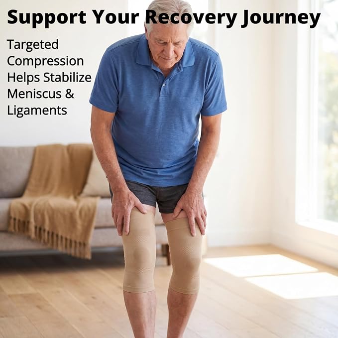 Knee Compression Sleeves, 1 Pair, Can Be Worn Under Pants, 20-30mmHg Strong Support Knee Brace for Unisex, Knee Support for Meniscus Tear, Arthritis, Pain Relief, Injury Recovery, Sports, Daily Wear