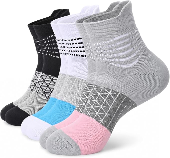 IRAMY Compression Ankle Support Socks Women Wicking Cushioned Athletic Plantar Fasciitis Relief 3/4/6 Pairs