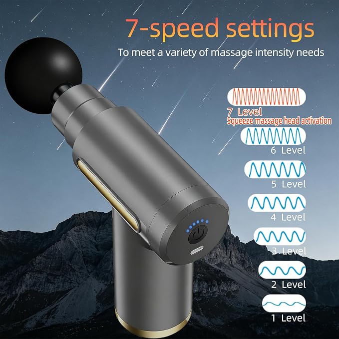 Massage Gun, Electric Massager, Suitable for Whole Body to Relieve Fatigue, Replaceable Massage Head Impact Massager, The Best Choice for Gift Giving (Gray-720)