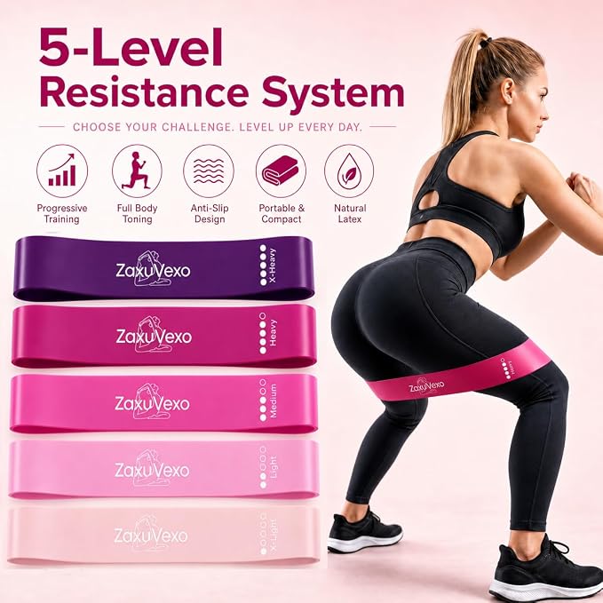 5-Pack Workout Resistance Bands: Elastic for Strength, Stretching, Pilates & Yoga. Home Gym Equipment for Men/Women, Suits Physical Therapy, Leg/glute/arm Training—Practical, Multi-use.