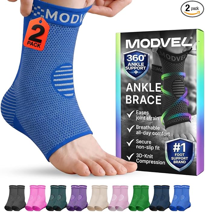 Modvel Foot & Ankle Brace Socks for Sprained Ankle Compression Sleeve - Foot Support for Women & Men - Tendonitis & Arthritis Ankle Brace Sports Running, Torn Ligaments & Women Stabilizing Ankle Wrap