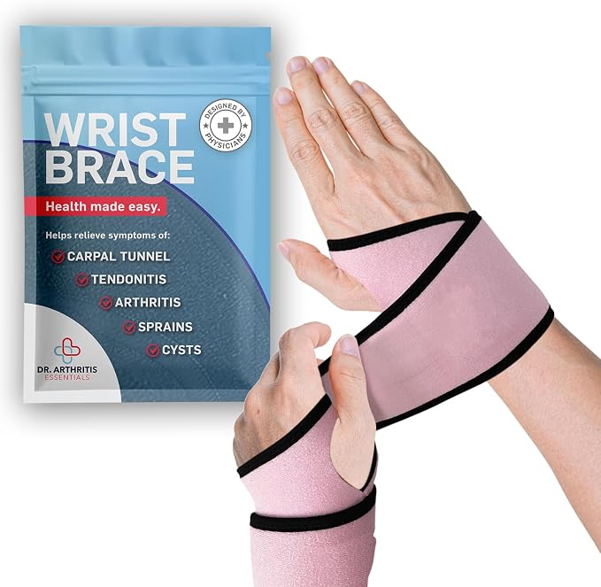 Dr. Arthritis Essentials Wrist Brace for Carpal Tunnel, Arthritis & Tendonitis Pain Relief – Adjustable Wrist Support for Night & Day, Wrist Splint for Sprains, Injury Recovery & Weak Wrists, Left or Right Hand, 2 Pack