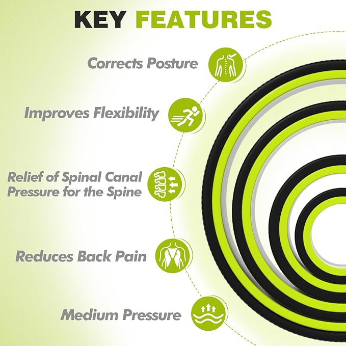 Back Roller Wheel - 4 Pack Yoga Foam Roller for Physical Therapy & Back Stretcher, Deep Tissue Massage for Pain Relief & Stretching | Green.