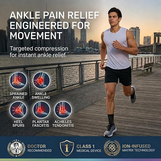 ABIRAM Adjustable Ankle Brace for Women & Men - Compression Sleeve with Wrap for Sprains, Plantar Fasciitis, Achilles Tendonitis - Running, Volleyball, Basketball Support - Breathable, Size S