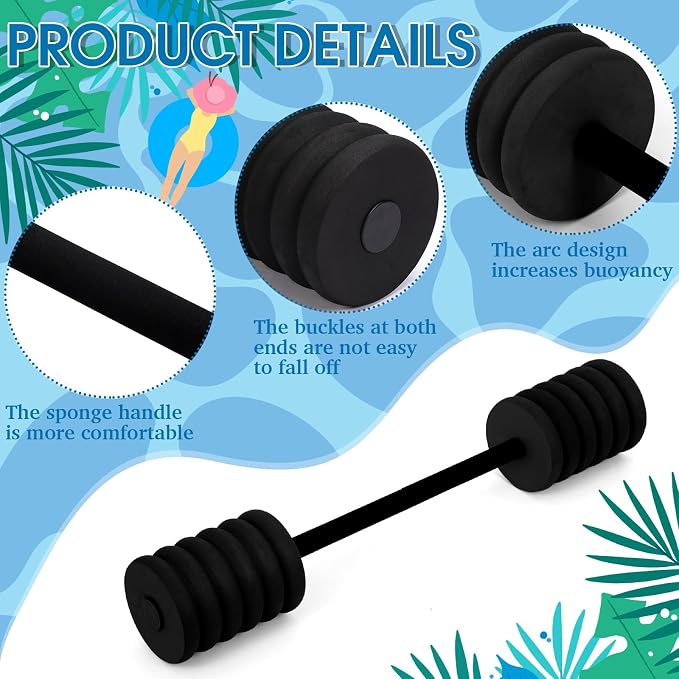 Soulchen Long Aquatic Exercise Dumbbells Pool Exercise Foam Water Weights Dumbbell Aquatic Pool Barbells with High Density EVA Foam for Swim Water Aerobics Workouts Loss