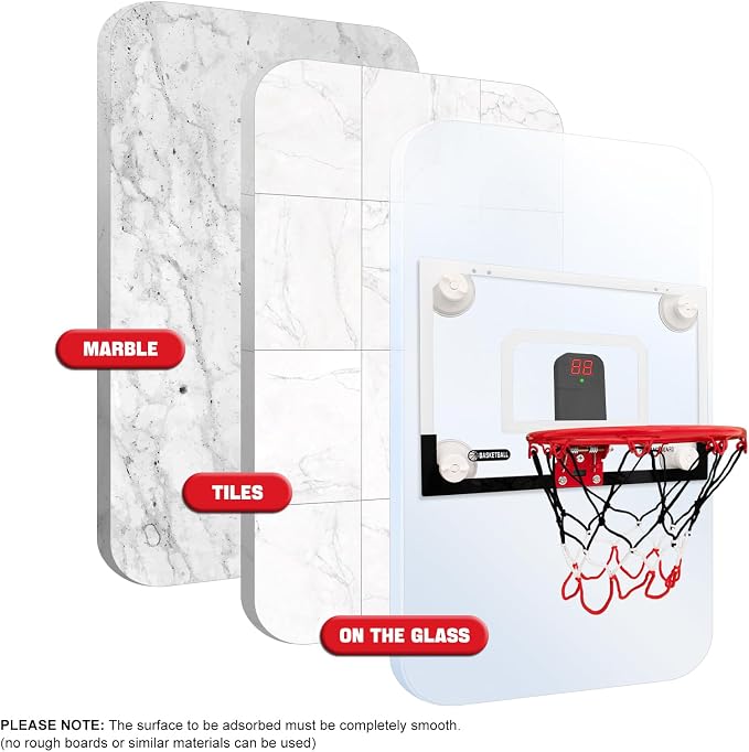 Indoor Mini Basketball Hoops with Powerful Suction Cups for Window and Wall | Wall Mounted Basketball Hoops, Basketball Backboard for Bedroom Office Dorm Room, Outdoor Toy Gifts for Kids and Adults
