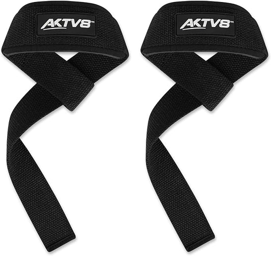 AKTV8 Lifting Straps for Deadlifts, 23 inch 4mm Padded Wrist Straps for Gym | Stronger Grip During Weight Lifting & Powerlifting, Heavy Duty Polyester-Cotton Gym Straps for Pull Ups, Rows & Heavier Lifts