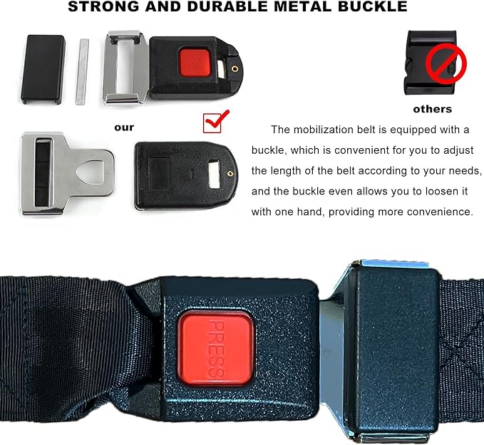 Mobilization Belt with Adjustable Thick Cushioning Pad – Ideal for Physical Therapy, Rehabilitation, Stretching & Mobility Training – Durable Traction Equipment for Therapists and Home Use (Blue)