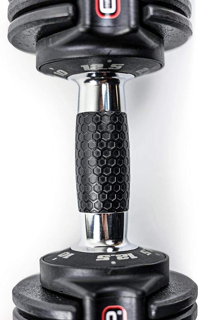 CAP ADJUSTABELL Adjustable Dumbbell Set, Premium Quick Select Adjustable Weights for Strength Training, Singles & Pairs, 12.5 LB, 25 LB & 55 LB, Round & Hex Dumbbells, Multiple Grip Handle Options