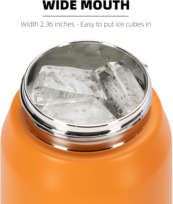 Fanhaw 24 oz Insulated Stainless Steel Water Bottle with Anti-Dust Chug Lid, Leakproof Vacuum Metal Everyday Use Bottle for Kids, Teens & Adults, Back to School Essentials (Yellow Orange)