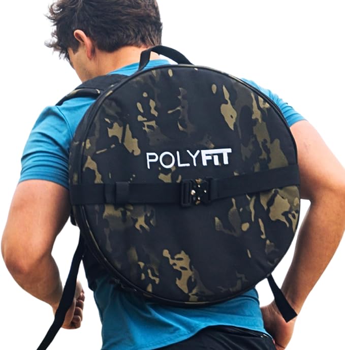 Polyfit PL8 Backpack for Olympic Weight Plates - Weighted Backpack | For rucking and strength training, fits Olympic plates up to 17.5 in, 45 lb max load, dual-lock system, plates not included