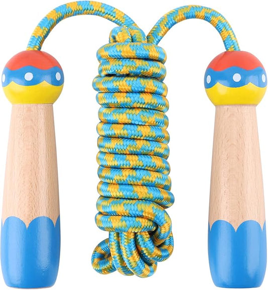 Jump Rope for Kids, Lorvain Adjustable Skipping Rope | Kids Jump Ropes with Wooden Handle for Girls Boys, Weighted Jumping Ropes for Fitness Workout Exercise Outdoor Fun Activity