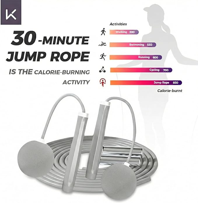 Keep 2-in-1 Weighted Jump Rope for Fitness, Cordless Ropeless Skipping Rope with 65mm Weighted Balls & Adjustable 3M Rope, Indoor Cardio Workout Rope for Home Gym, Men & Women