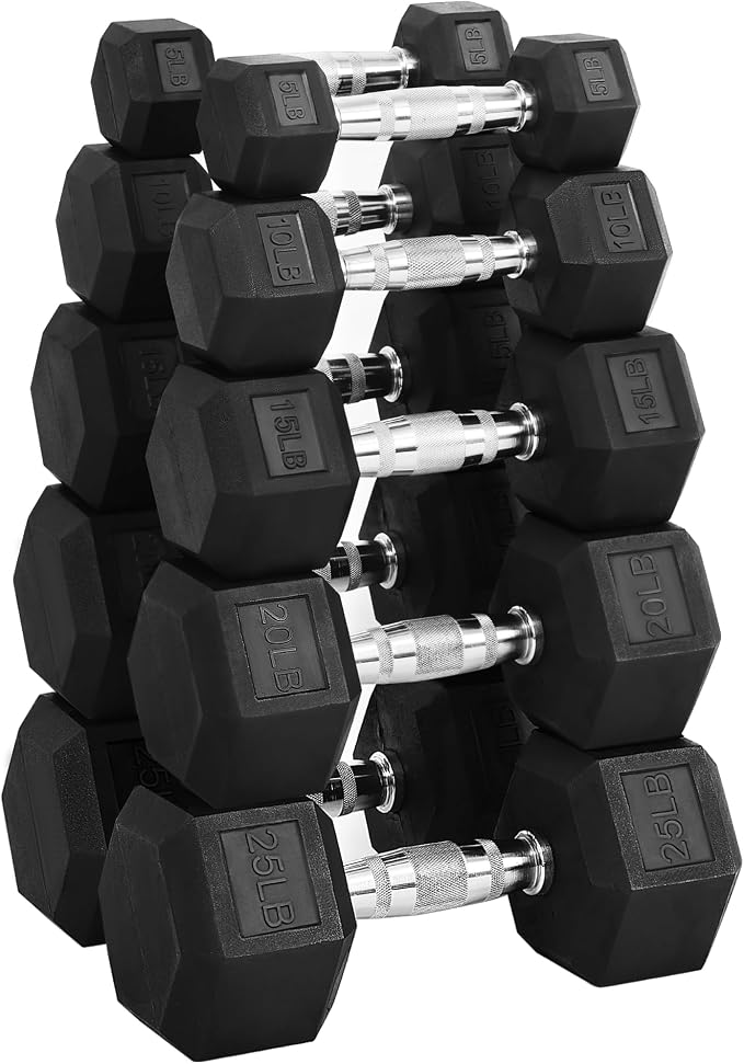 Hulkfit 60-550 lb Dumbbell Set, Rubber Coated Hex Dumbbells, Weights Dumbbells Set for Home Gym Training, Hand Weights for Women & Men