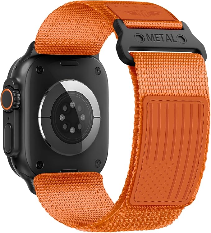 Rugged Nylon for Apple Watch Ultra 2/ Ultra 3 Band Series 11/10/9/8/7/6/5/4/3/SE iWatch Bands Men,Soft Woven Stars-Stripes Flag Wristbands Strap for Apple Watch Ultra 3/2/1 49mm 46mm 45mm 44mm 42mm