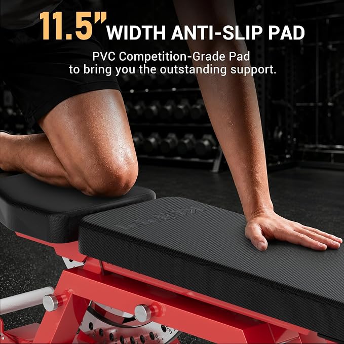 Keppi Fitness Bench6000 Weight Bench, Commercial Grade FID Workout Bench | 2200lb Flat Capacity, 11 Back&8 Seat Specialized Angles for Serious Lifters, 97lb Frame Weight with above 1 Gauge Support