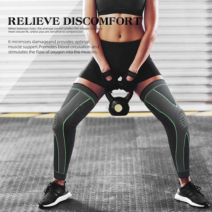 SKDK Full Leg Sleeves Long Compression Leg Sleeve Knee Sleeves Protect Leg, for Man Women Basketball, Arthritis Cycling Sport