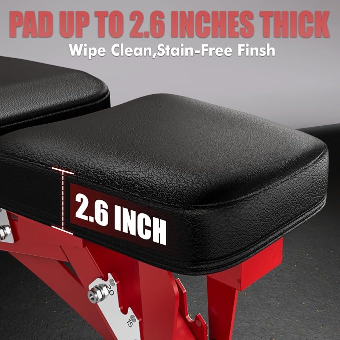 RitFit Adjustable/Foldable Utility Weight Bench for Home Gym | Incline Decline Flat, Multi-Position Backrest & Seat, Full Body Strength Training with Heavy Duty Steel Frame, Foldable