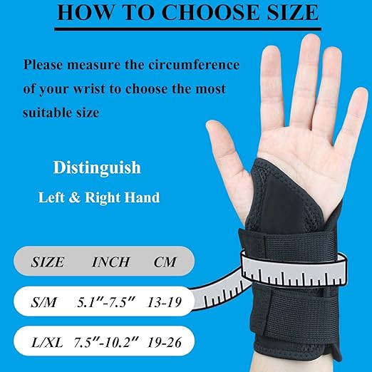 Carpal Tunnel Wrist Brace, Adjustable Wrist Support Brace, Night Wrist Sleep Supports Splints Arm Stabilizer (Left Hand, S/M, Black)