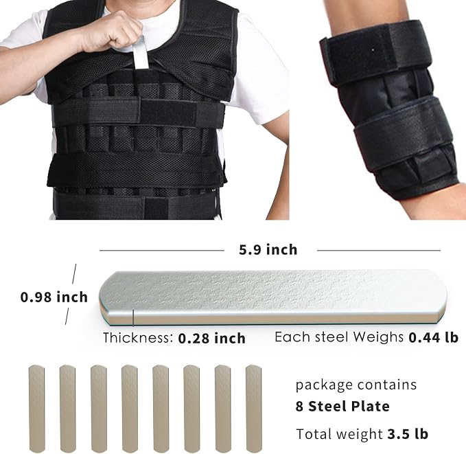 Mavee Fractional Weight Vest Plates, Rustproof Solid Steel Inserts for Rucking, Tactical Carrier & Strength Training