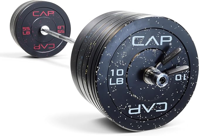 CAP Barbell Olympic Weight Set with 7ft Barbell & Bumper Plates | 160-370 lbs | Multiple Options