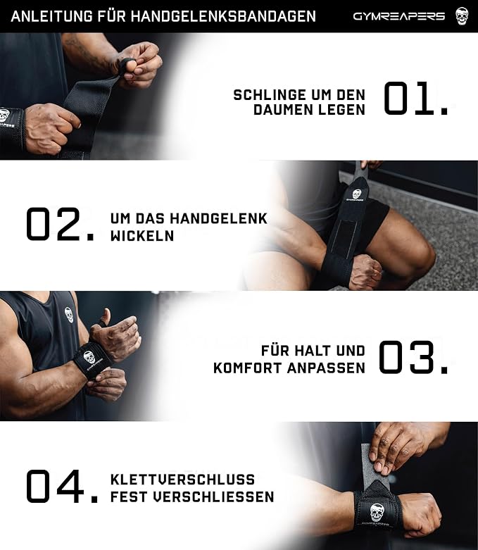 Gymreapers Weightlifting Wrist Wraps (IPF Approved) Professional Quality Wrist Support with Heavy Duty Thumb Loop - Best Wrap for Powerlifting Competition, Strength Training, Bodybuilding