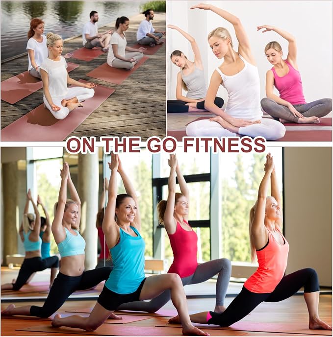 Funtery 3 mm Thin Yoga Mats Bulk, 68 x 24 Inches Lightweight PVC Exercise Mats Non Slip Workout Fitness Pads for Yoga Pilates Stretching Classes Gym Home Studio