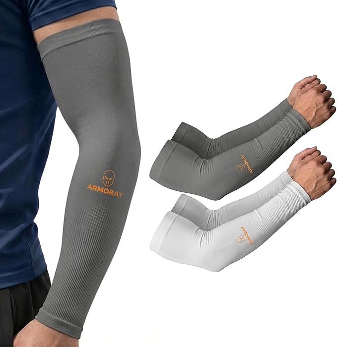 ARMORAY Arm Sleeves for Men and Women - UV Sun Protection Cooling Compression - Tattoo Cover Up Sleeve for Daily Wear & Work