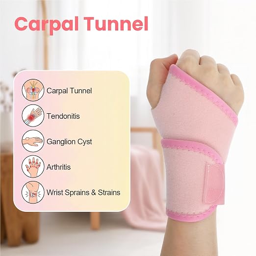 Kids Wrist Brace 4 Pack, Wrist Support Braces Adjustable Compression | Flexible Adjustable Wrist Stabilizer with Compression Straps Supportive Wrist Guard for Kids Sports and Night Sleeping Use