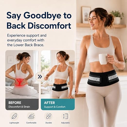 Lightweight Back Brace for Women and Men Lower Back Pain, Adjustable Lumbar Support Belt for Back Comfort, Sciatica, Hip and Spine
