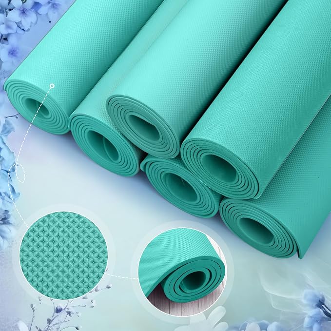 Timgle 6 Pack Yoga Mats Bulk 68 x 24 Inches Non Slip Exercise Yoga Mat 4 mm Thick Anti Slip Tear Resistant Sports Gym for Fitness Stretching Home Workout and Studio