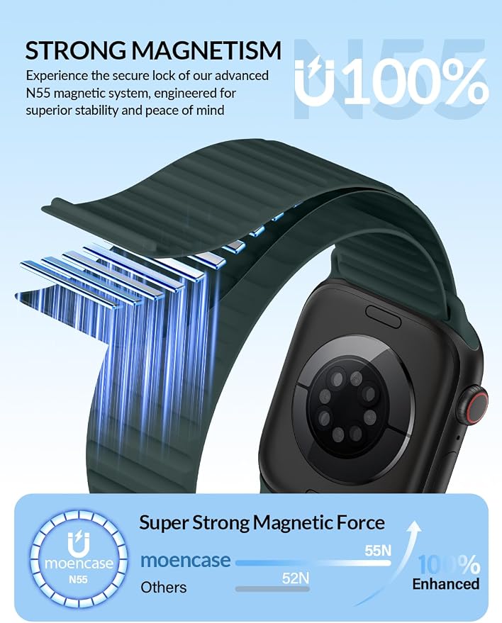 Patented Magnetic Silicone Sport Band for Apple Watch Bands for Women Men | Soft Silicone Solo Loop 40mm 38mm 41mm 44mm 45mm 42mm 49mm, Sport Strap for iWatch Series 11 10 9 8 7 6 5 4 3 2 1 SE Ultra