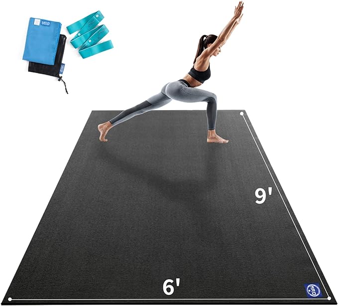 MRO Extra Large Yoga Mat, 12'x6'/9'x6'/7'x5'/6'x4' (9MM) Extra Wide and Thick Exercise Mats for Home Gym Workout, Non-Slip, Soft for Women and Men Fitness, Ideal for Barefoot Yoga, Pilates, stretching