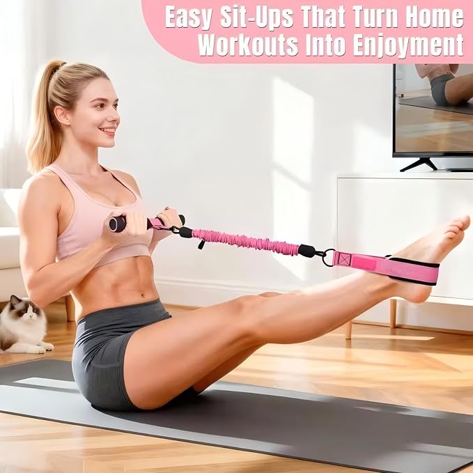 3-Tube Adjustable Pedal Resistance Band (30-90LBS) Home Workout | Elastic Bands with Soft Non-Slip Pedals, Targets Abdomen, Waist, Arm & Leg. Portable Home Fitness Gear