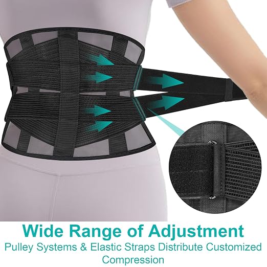 Back Brace for Lower Back Pain, Ultra-Thin High-Waist Lumbar Support Belt | Breathable mesh, adjustable compression, comfortable waist and back support, discreet under clothes for work and daily wear.