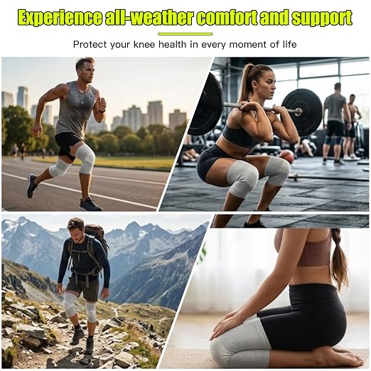 One Compression Bamboo Knee Sleeves For Women & Men Knee Pain, Elastic Compression Leg Sleeves for Arthritis, 2-Pack(Gray, Medium(55-75KG))