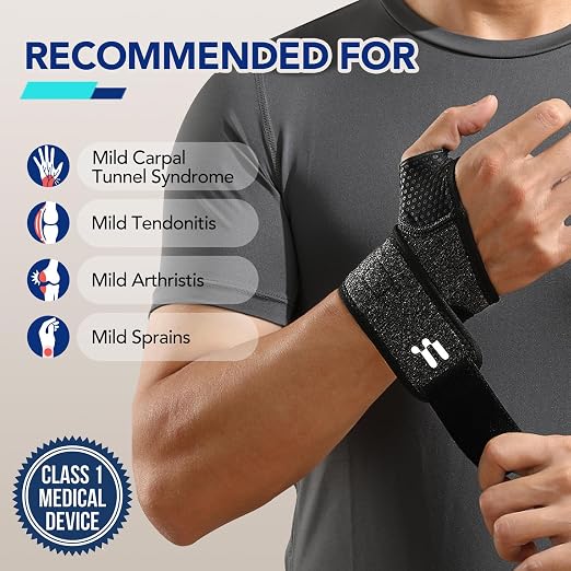 Carpal Tunnel Wrist Brace, Soft Thumb Opening for All-Day Wear & Support | Soft Thumb Design, Moderate Wrist Support, All-day Comfort, Easy Adjustment, Not Restrict Motion, Mild Carpal Tunnel Relief