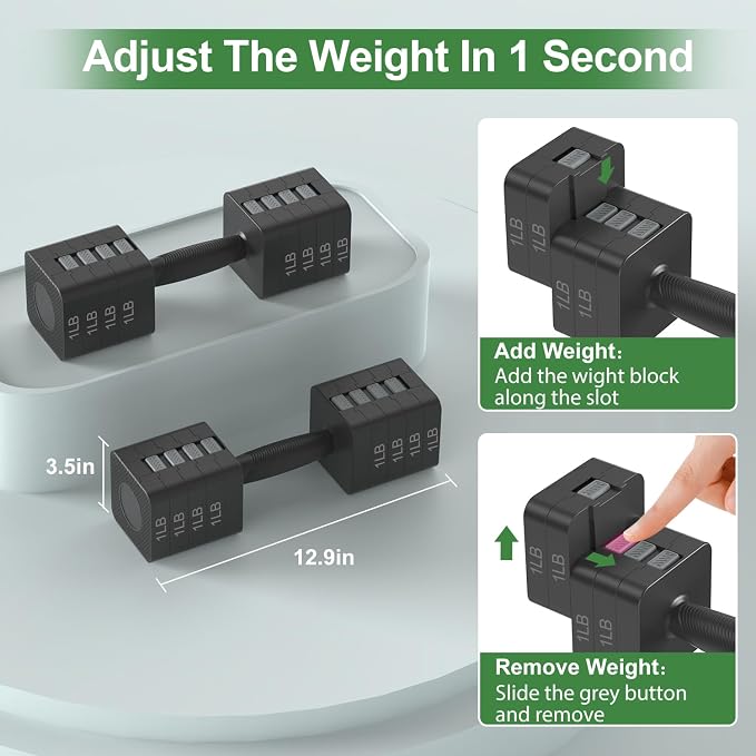 Hezeyferg Adjustable Dumbbells Set for Women/Men Home Gym | 18LBS 22LBS Adjustable Weight Dumbbells, Hand Weights Sets with Mutilple Levels, Full Body Workout