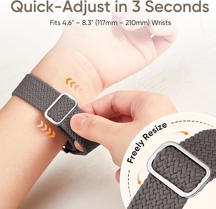 4 Pack Braided Stretchy Bands Compatible with Apple Watch 40mm 41mm 38mm 42mm 44mm 45mm 46mm 49mm Women Men, Breathable Nylon Elastic Daily Use Straps for iWatch Series 11/10 9 8 7 6 5 4 3 SE/Ultra 2