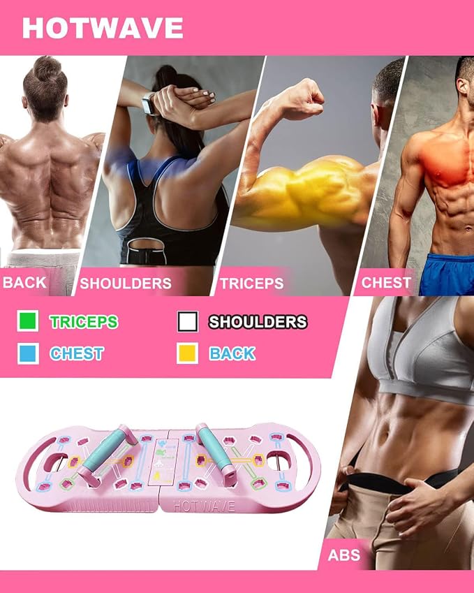 HOTWAVE Push Up Board, Portable PushUp Board, Foldable 20 in 1 Push Up Bar | Multifunctional Pushup Handles for Floor, Professional Strength Training Equipment For Men and Women at Home Gym
