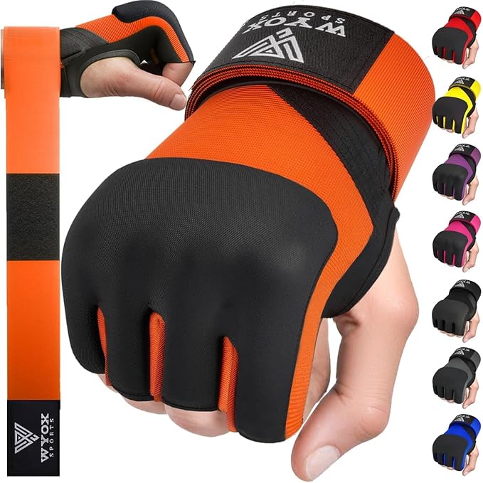 WYOX Neoprene Gel Boxing Hand Wraps Inner Gloves for Men & Women – 80cm/31in Quick Wrist Strap, Padded Knuckle Protection, Fingerless MMA Muay Thai Kickboxing Wraps for Training & Martial Arts