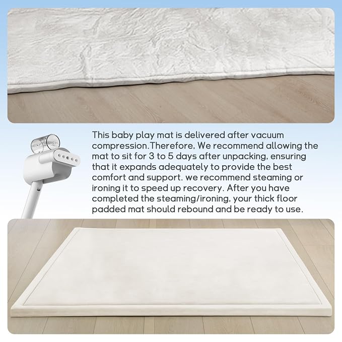 Baby Play Mat for Floor Nursery Rug Muscle Mat Area Rug Playroom Rug 79"x158" Playpen Mat Elastic Foam 1.3" Thick Crawling Mat for Babies,Toddlers, Infants, Kids,Cream