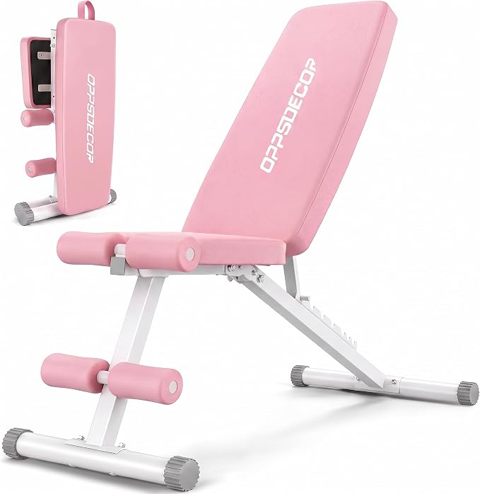 OPPSDECOR Weight Bench for Home Gym, ASTM-Certified 660LBS Fast Foldable Workout Bench for Home Gym, 8 Adjustable and 30in Extended Backrest for Bench Press Incline/Flat/Decline Dumbbell Exercise