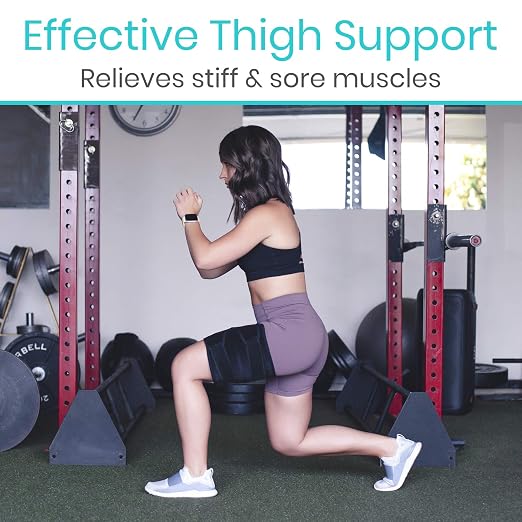 Vive Thigh & Hamstring Compression Sleeve Brace for Men & Women (2 Pack) | Pain Relief Support Wrap for Sciatica, Hip Flexor, Groin, Leg, Upper Thigh - Quick Results & Sciatic Nerve Recovery (Black)